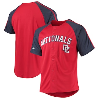 mens stitches red washington nationals button down raglan re